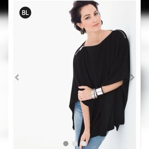 Zipper-Shoulder Poncho & beautiful jewelry